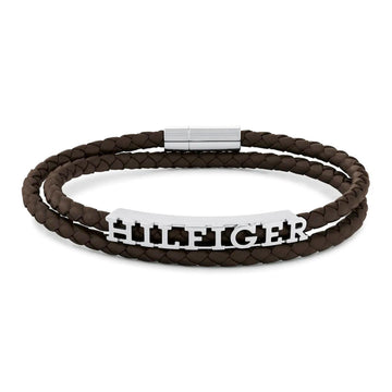 Διπλό βραχιόλι Tommy Hilfiger 2790589 δερμάτινο σε καφέ χρώμα.